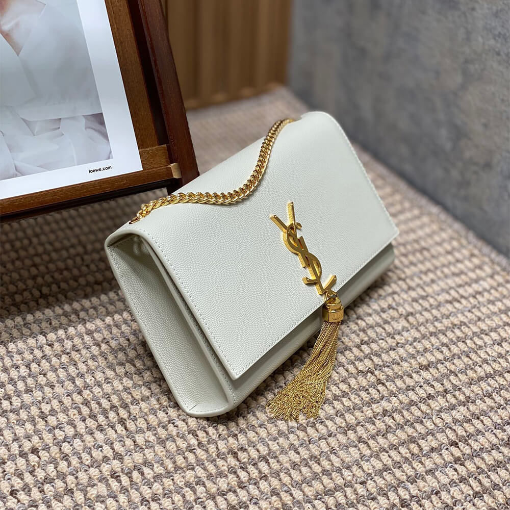 YSL kate medium tassel in grain de poudre embossed leather