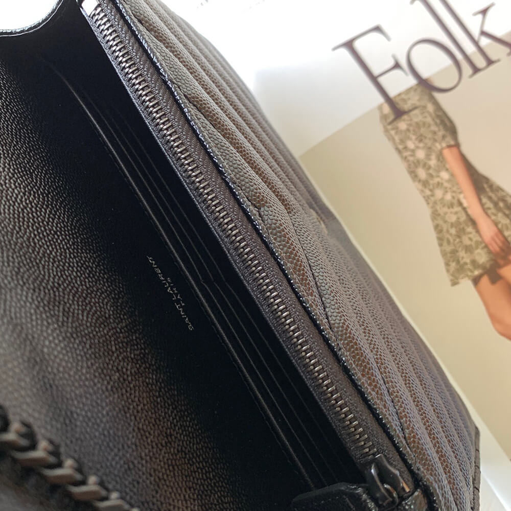 YSL cassandre envelope chain wallet in grain de poudre leather(High-end Grade)