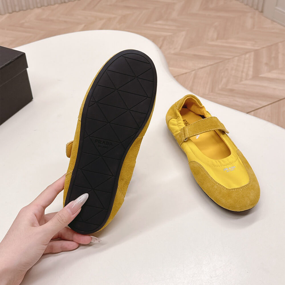 PRADA Re-Nylon and suede ballet flats