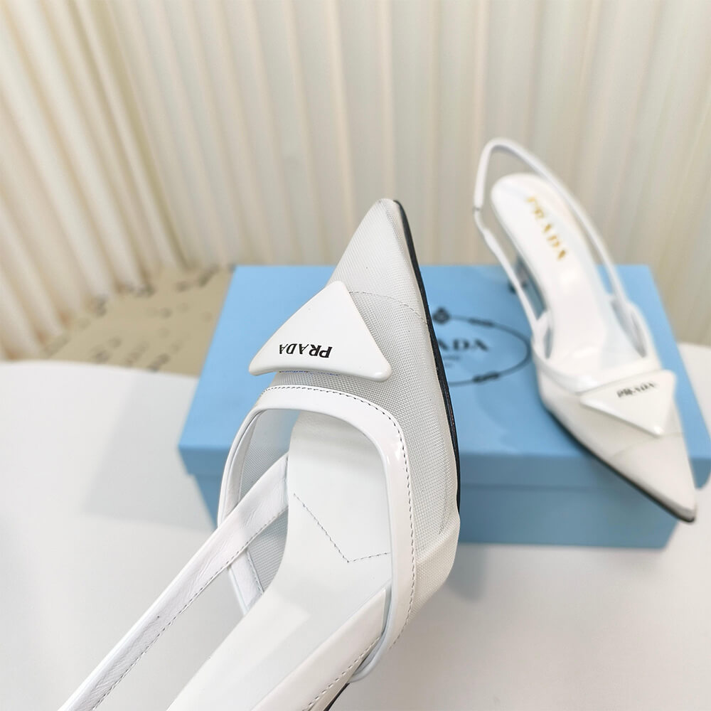 PRADA Mesh fabric slingback pumps