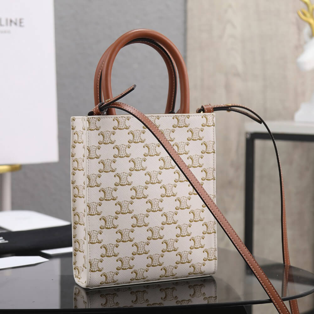 CELINE Mini Vertical Cabas IN Triomphe Canvas with Celine print