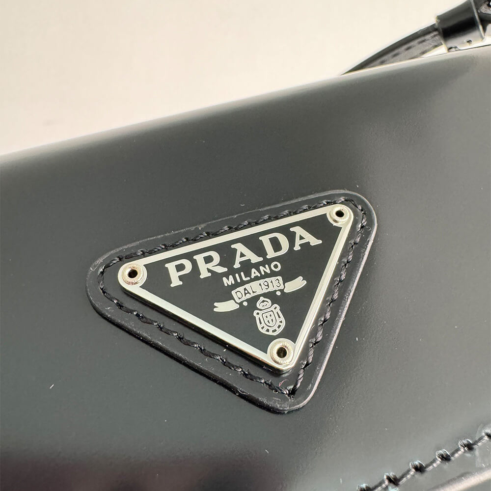 Small Prada Cleo brushed leather shoulder bag with flap