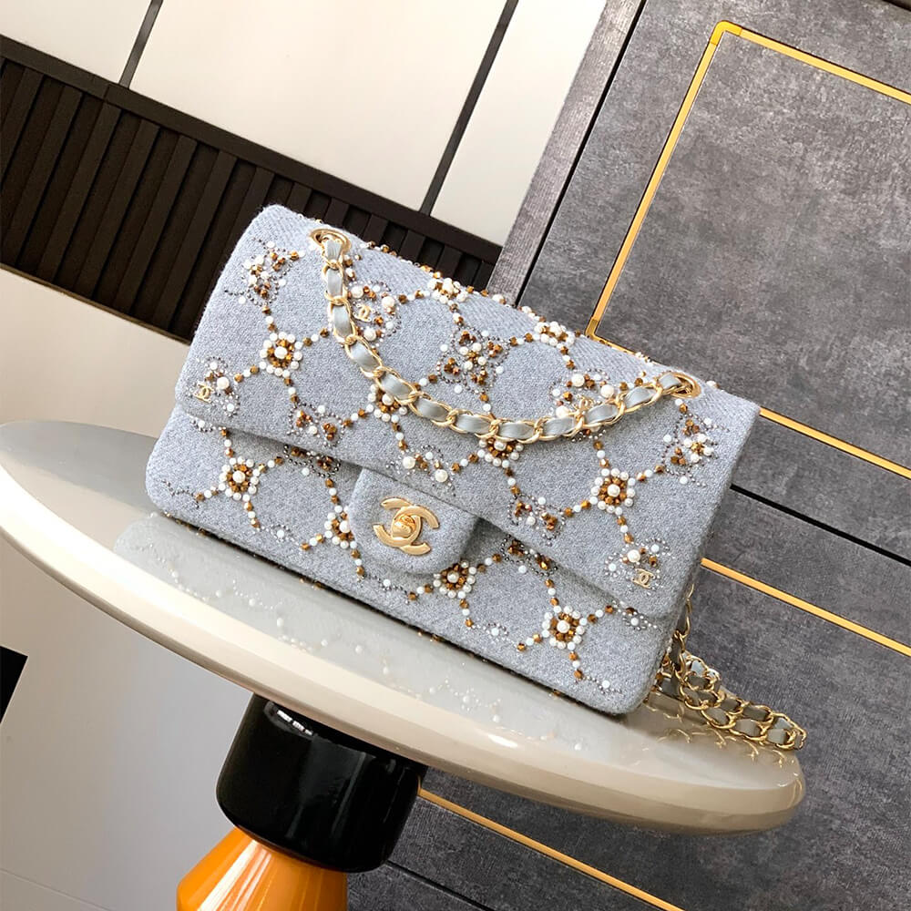 CHANEL Pearl Classic Double Flap Handbag(HIGH-END GRADE)