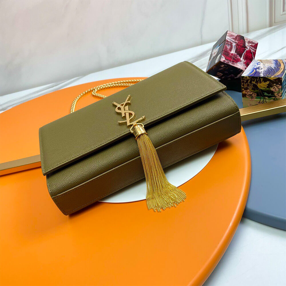 YSL kate medium tassel in grain de poudre embossed leather