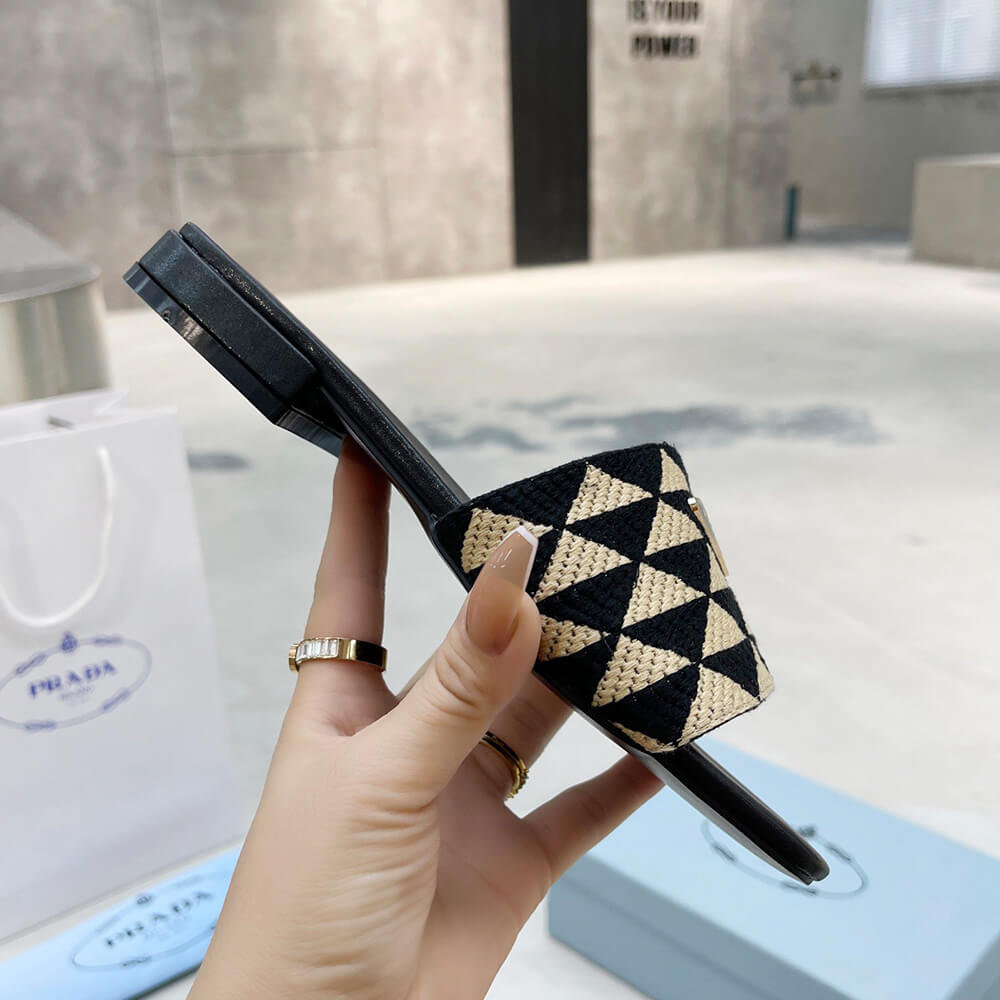 Prada Embroidered fabric slides