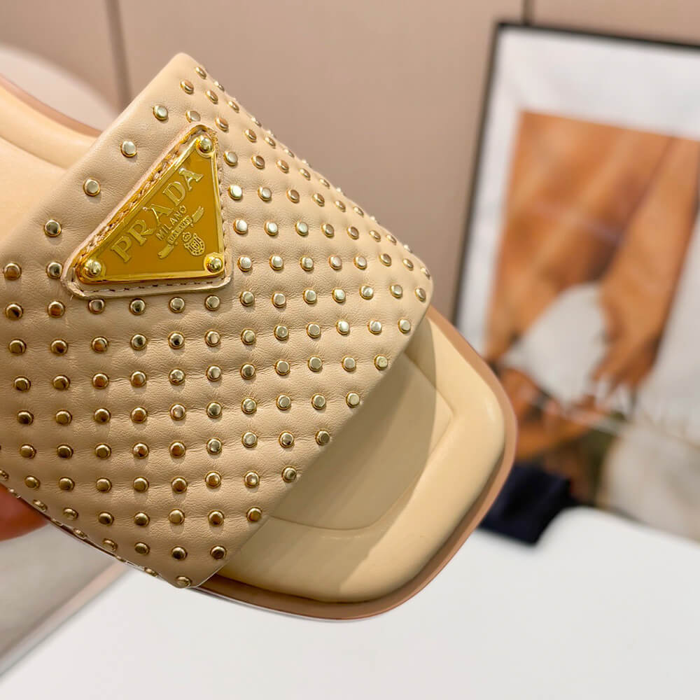 Prada Nappa leather slides with studs