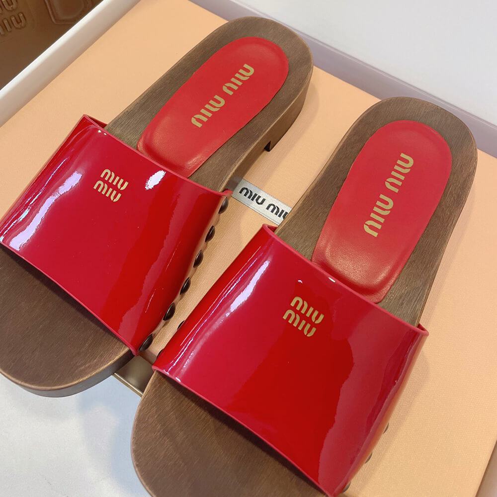 MiuMiu Patent leather clogs
