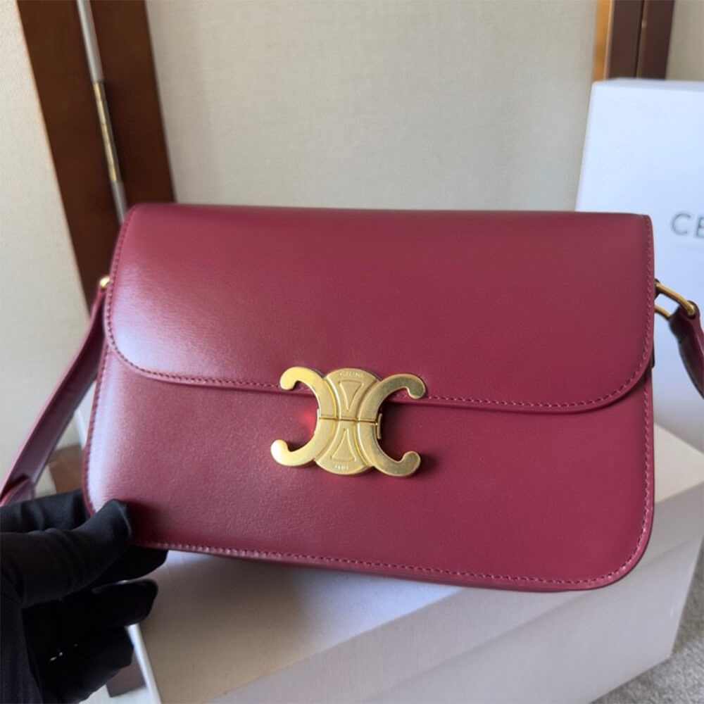 CELINE CLASSIQUE TRIOMPHE BAG in shiny calfskin(HIGH-END GRADE)