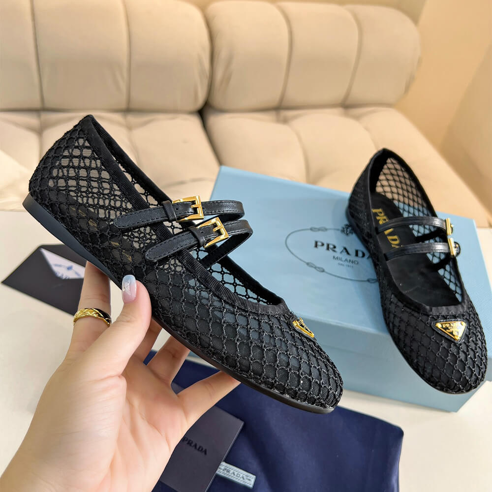 PRADA Mesh fabric ballerinas