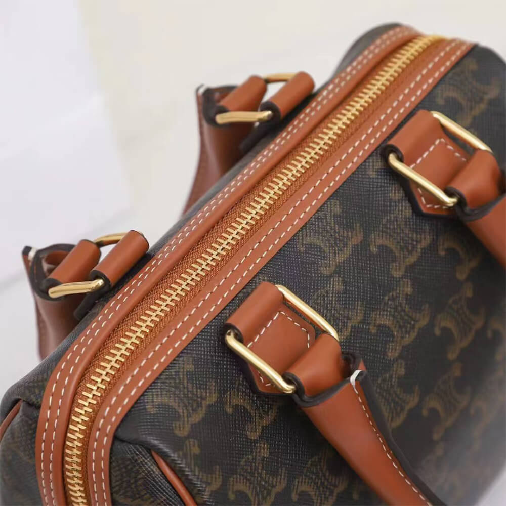 CELINE Small Boston IN Triomphe Canvas and calfskin