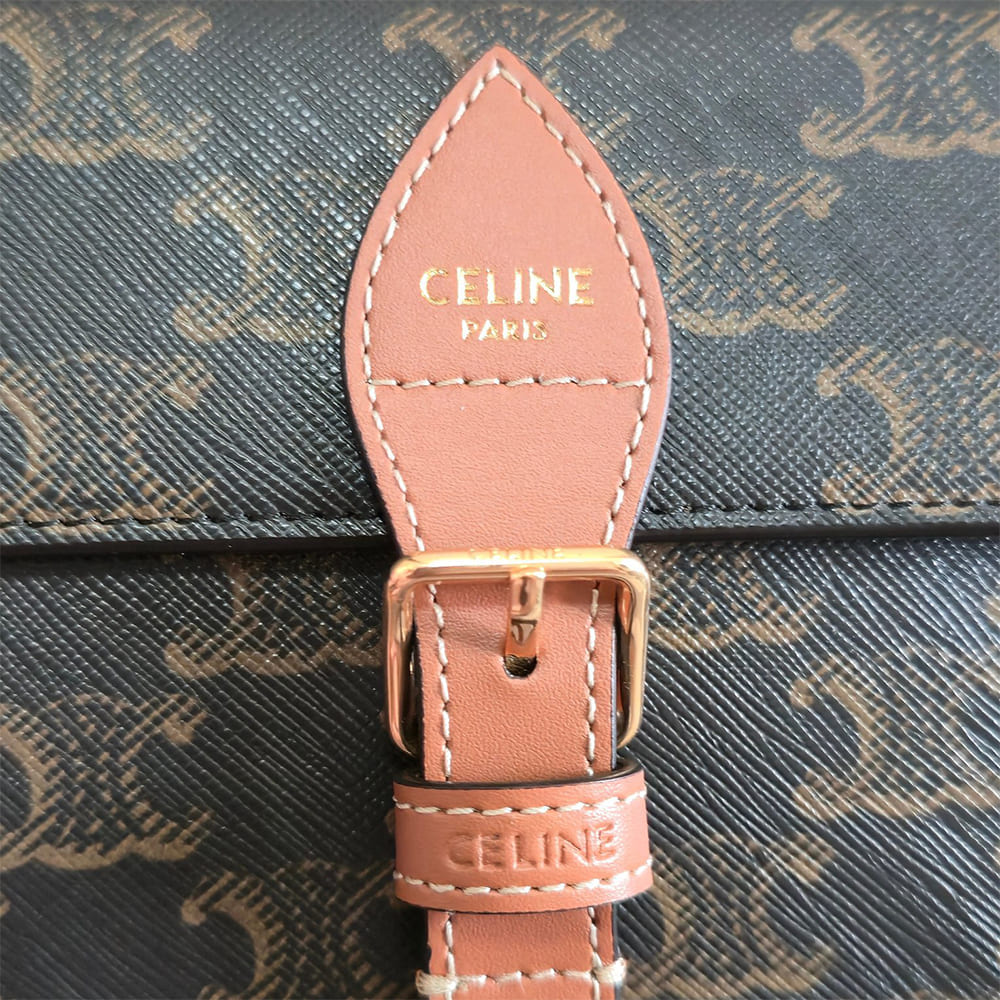 Celine FOLCO SHOULDER BAG IN Triomphe Canvas and Calfskin