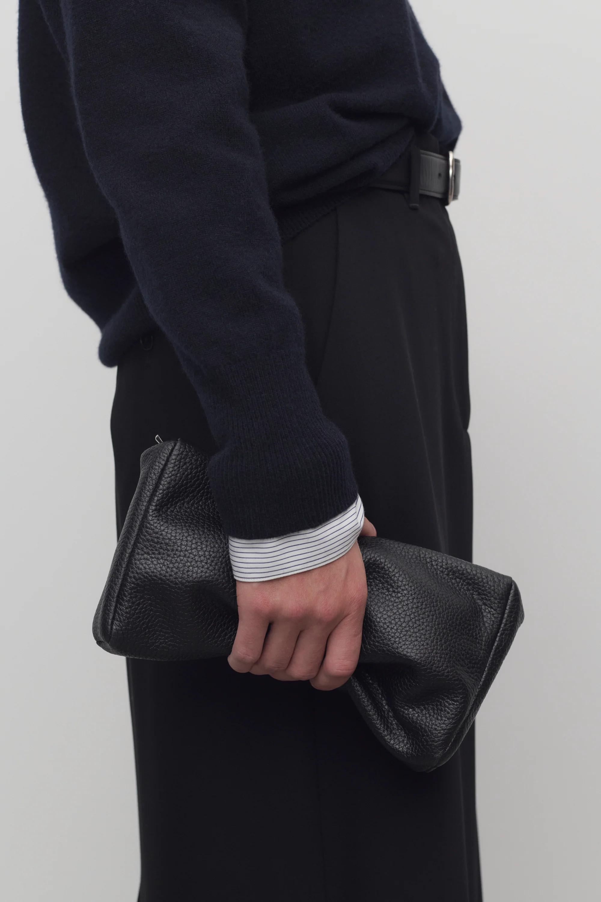 Squared Compact Clutch Bag in Leather