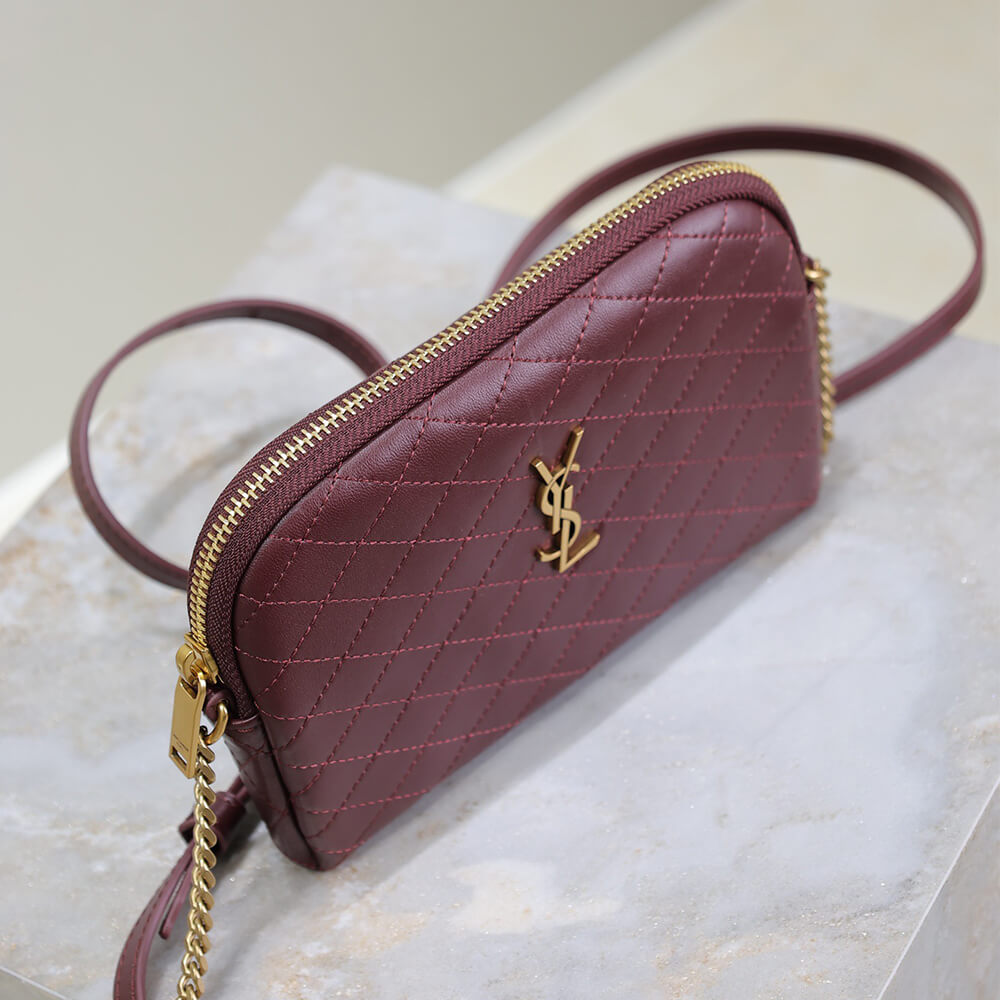 YSL Gaby zipped pouch in quilted lambskin(HIGH-END)