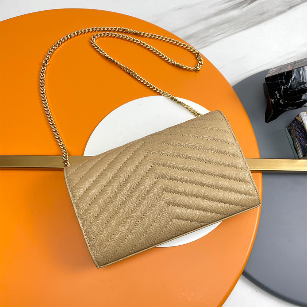 YSL classic cassandre chain wallet in grain de poudre leather