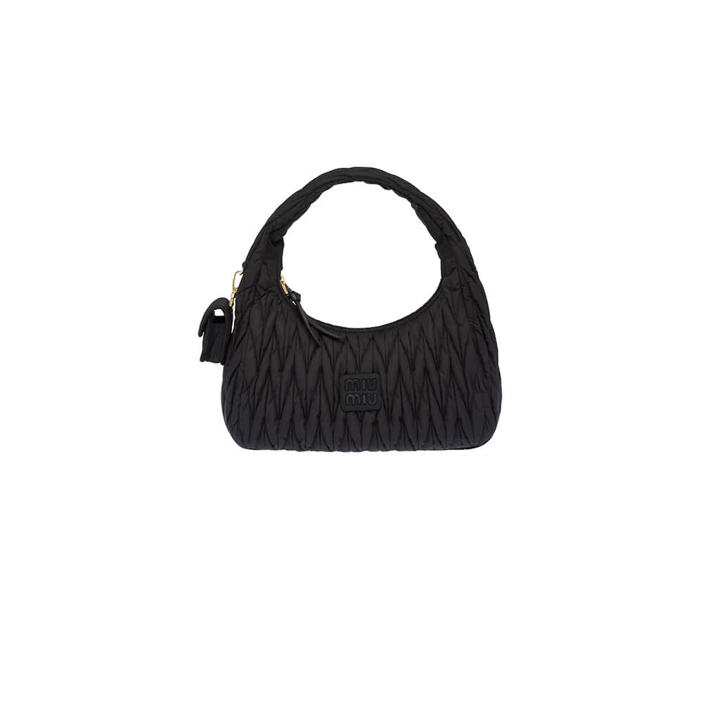 Miu Wander matelasse regenerated nylon hobo bag