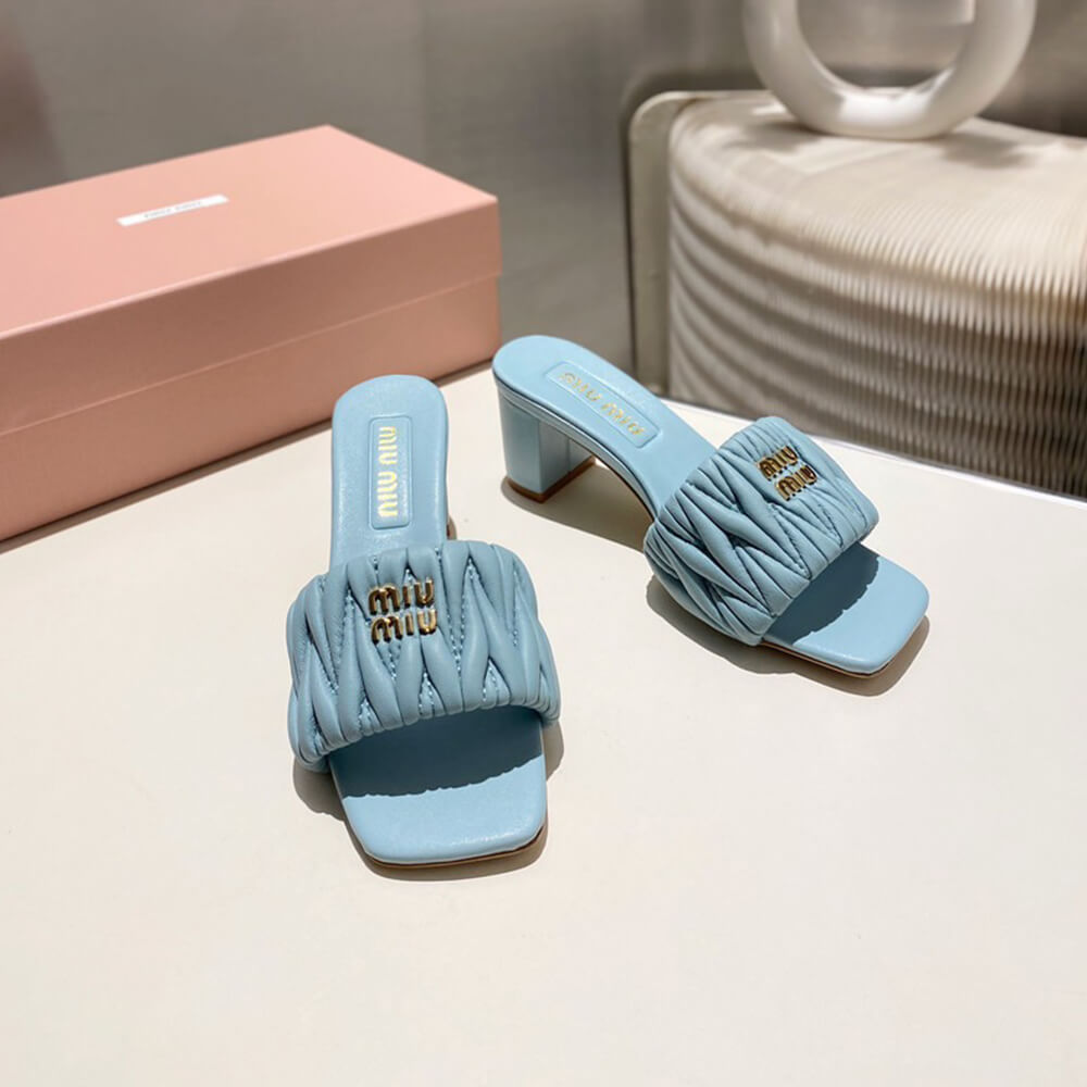 MiuMiu Matelass?? nappa leather slides
