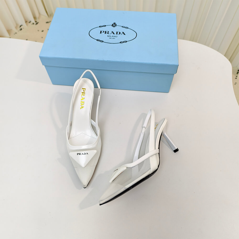 PRADA Mesh fabric slingback pumps