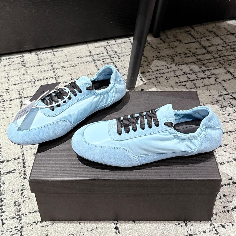 PRADA Collapse Re-Nylon and suede elasticized sneakers