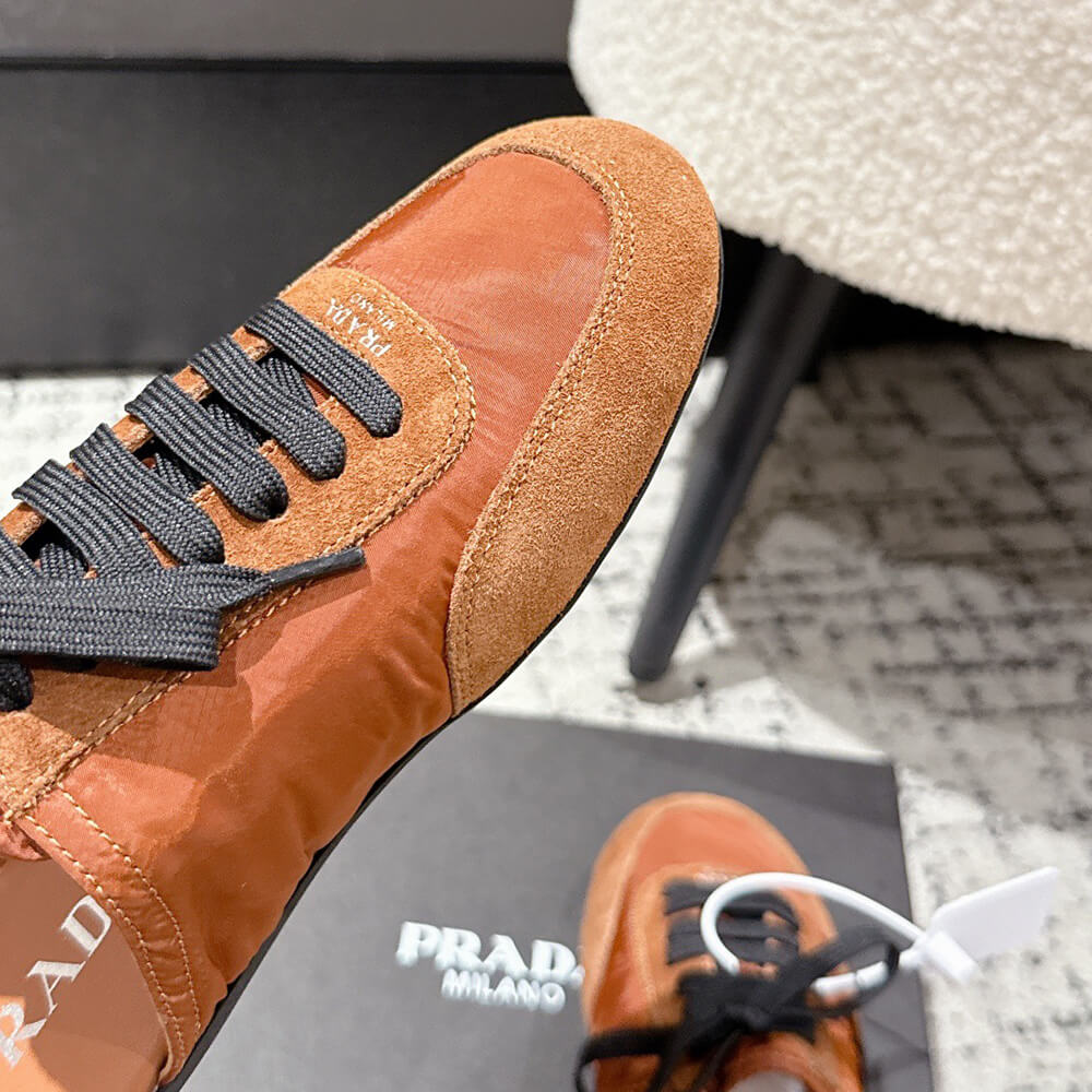 PRADA Collapse Re-Nylon and suede mules