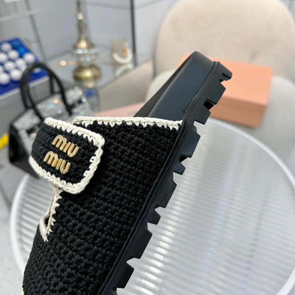 MiuMiu Crochet knit slides